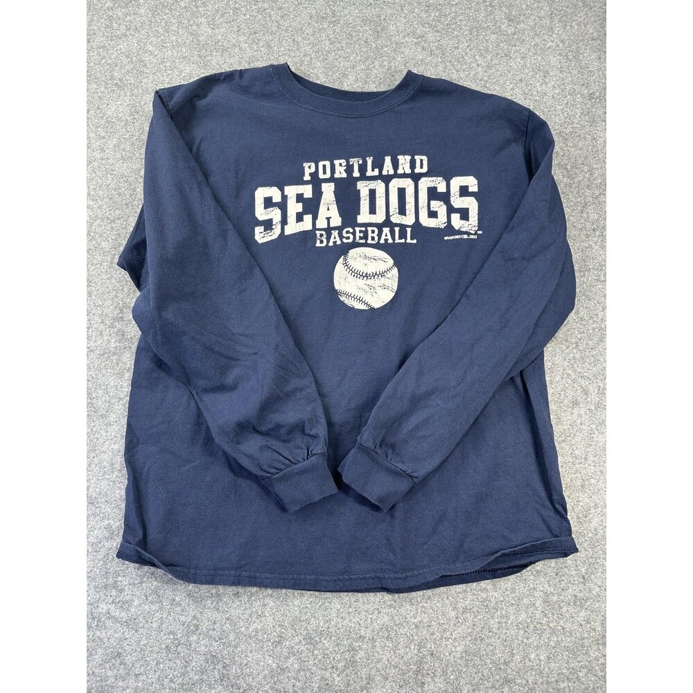 Portland Sea Dogs Shirt Mens Large Blue MiLB Baseball MV Sport Long Sleeve